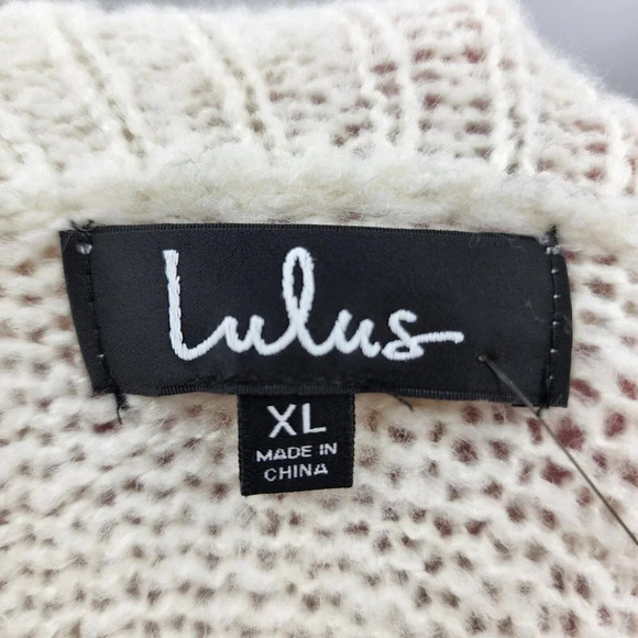 Lulu's Women's Thats the Point Ivory Pointelle Knit Turtleneck Sweater Sz XL NWT - Picture 7 of 12